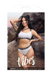 Fantasy Lingerie Vibes Drippin' Iridescent Strappy One-shoulder Top & Cheeky Panty Pearl White L/xl