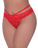 Magic Silk Ooh La Lace Peek-a-boo Cheeky Panty Red Queen Size