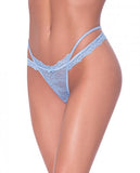 Magic Silk Ooh La Lace Cross Strap Split Crotch Tanga Periwinkle L/xl