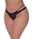 Magic Silk Ooh La Lace Cross Strap Split Crotch Tanga Black Queen Size