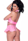 Magic Silk Hard Candy Halter Bra, Skirt & Thong Pink S/m