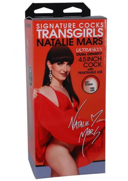 Signature Cocks Transgirls Natalie Mars Ultraskyn Dual Density 4.5 In. Cock With Penetrable Ass Beig