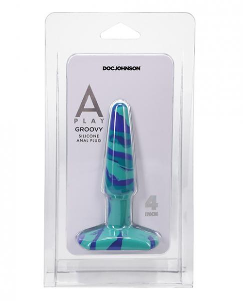 A-play Groovy 4 In. Silicone Anal Plug Ocean