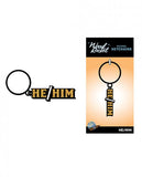 Wood Rocket He/him Keychain - Black/gold