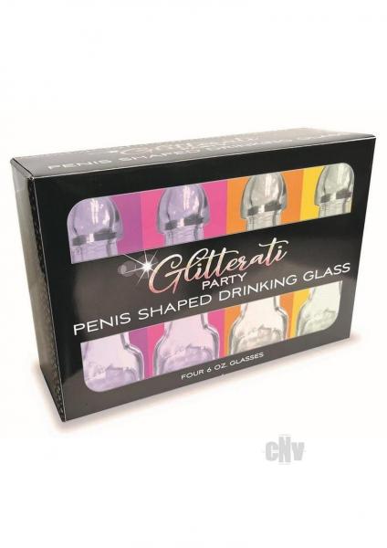 Glitterati Penis Drinking Glass 6oz 4pk