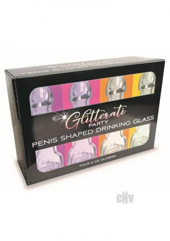 Glitterati Penis Drinking Glass 6oz 4pk