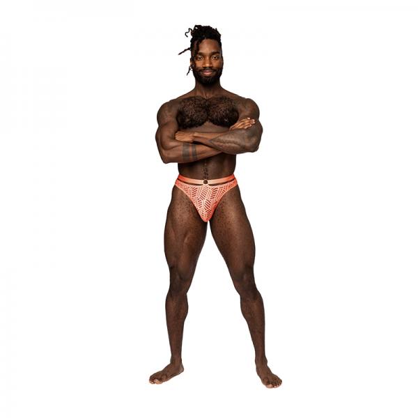 Male Power Rude Awakening Strap Thong Neon Orange L/xl