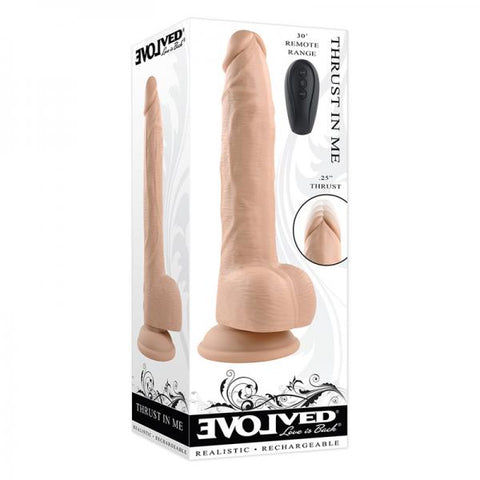 Evolved Thrust In Me Rechargeable Remote Controlled Thrusting Vibrating 9.25 In. Silicone Dildo Ligh