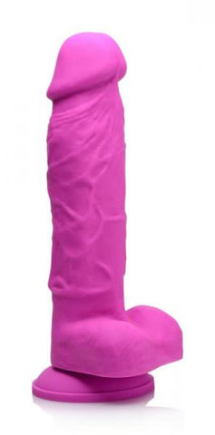 Power Pecker 7 Inch Silicone Dildo With Balls - Pink