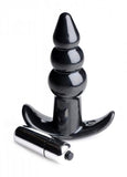 Ribbed Vibrating Butt Plug Black