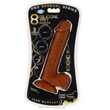 Pro Sensual Premium Silicone Dong Brown 8 inches with 3 C-Rings