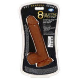 Pro Sensual Premium Silicone Dong Brown 8 inches with 3 C-Rings