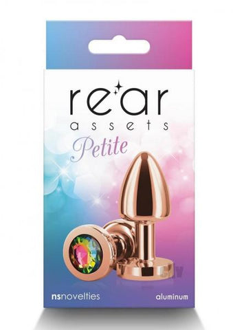 Rear Assets Petite Metal Anal Plug Rose Gold/rainbow