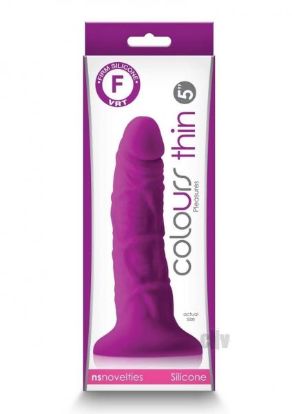 Colours Pleasures Thin 5 In. Dildo Purple