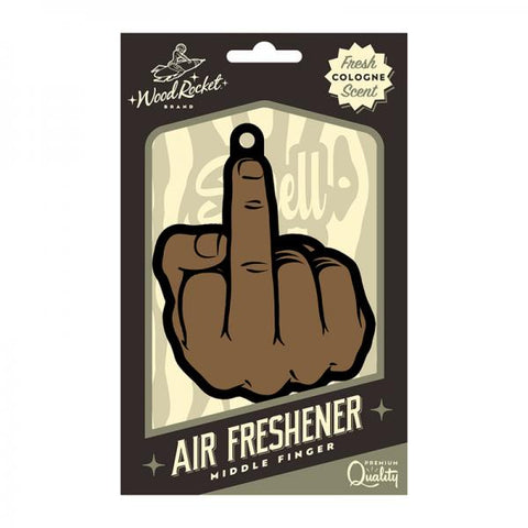 Wood Rocket Air Freshener Middle Finger Brown