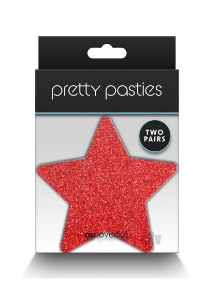 Pretty Pasties Glitter Stars Red/silver 2 Pair