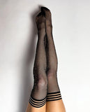 Kixies Black Fishnet Rhinestone Thigh High Size B
