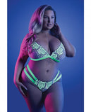 Fantasy Lingerie Glow Night Vision Glow-in-the-dark Lace Bralette & Panty White Queen Size