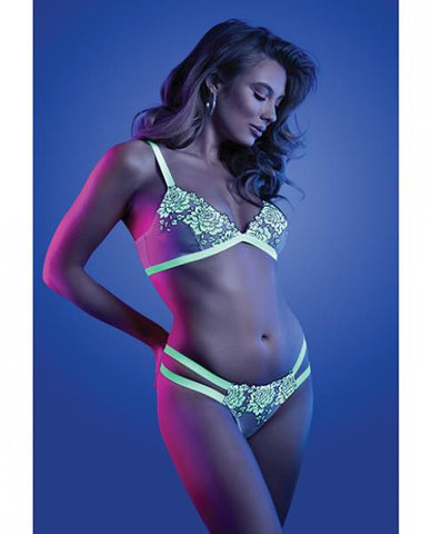 Fantasy Lingerie Glow Night Vision Glow-in-the-dark Lace Bralette & Panty White M/l