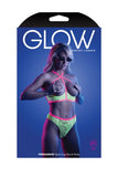 Fantasy Lingerie Glow Persuasive Contrast Elastic Open Cup Lace Cage Bra & Panty Neon Green L/xl