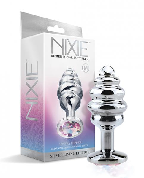 Nixie Ribbed Metal Butt Plug Honey Dipper Medium