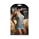 Fantasy Lingerie Vixen Breathless Lace Chemise & G-string Light Blue O/s