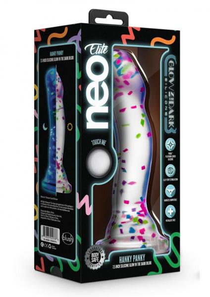 Neo Elite Hanky Panky 7.5 In. Glow-in-the-dark Silicone Confetti Dildo