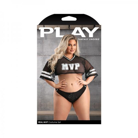 Fantasy Lingerie Play Real Mvp Cropped Jersey Top & Lace Up Panty Costume 3xl/4xl