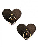 Neva Nude After Midnight Black Glitter Gold Hoop I Heart U Nipple Cover Pasties