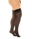 Sheer Thigh High W/stay Up Silicone Lace Top Black Qn