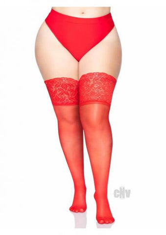 Lycra Stay Thigh High Lace Top Ps Red