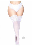 Lycra Stay Thigh High Lace Top Ps White