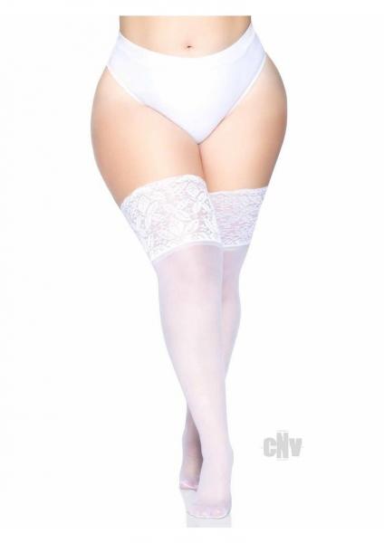 Lycra Stay Thigh High Lace Top Ps White