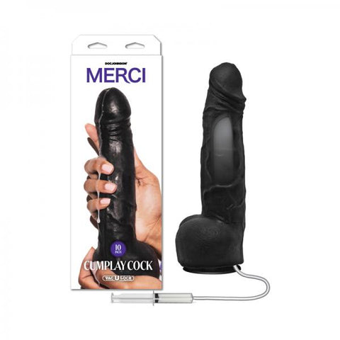 Merci Dual Density Ultraskyn Squirting Cumplay Cock With Removable Vac-u-lock Suction Cup 10in Black