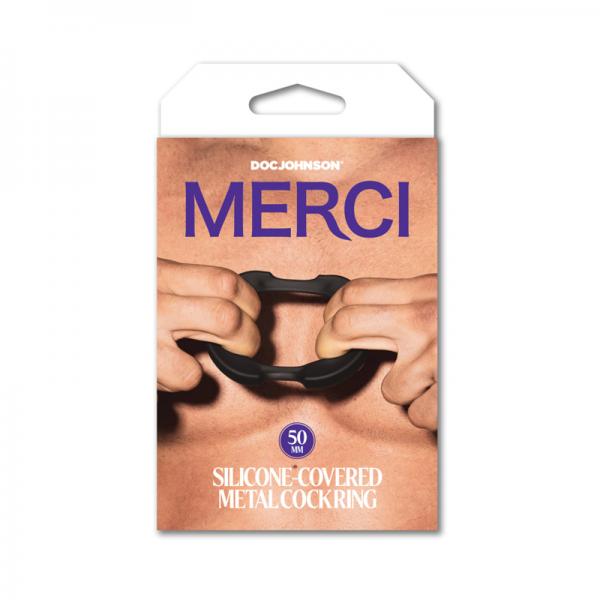 Merci Silicone Covered Metal Cock Ring 50mm Black