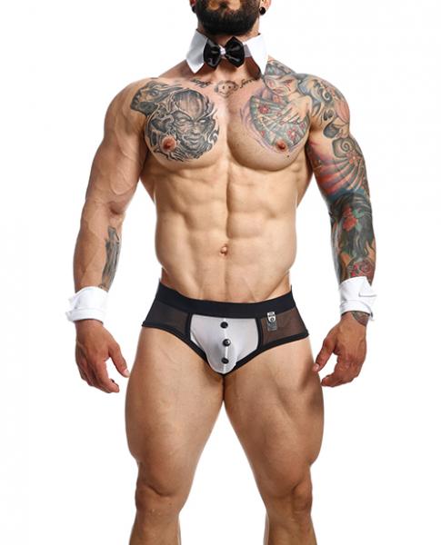 Male Basics Mob Maitre D Brief, Bow & French Cuffs Black/white Sm