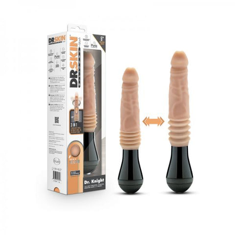 Dr. Skin Silicone Dr. Knight Thrusting Gyrating Vibrating Dildo Beige