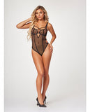 Fishnet Strappy High Cut Leg Teddy Black Md