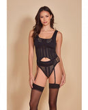 Treacherous Garter Bustier & Panty Black O/s