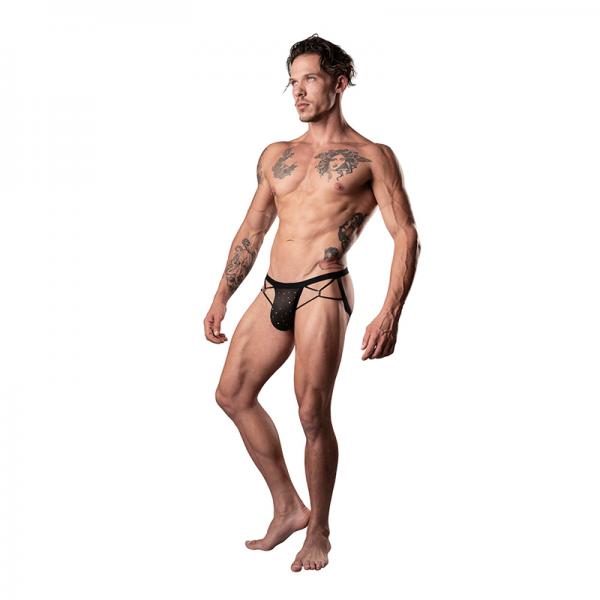 Male Power Show Stopper Jock Silver Mesh Dot S/m