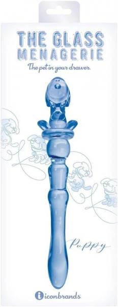 Glass Menage Puppy Dildo Blue