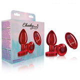 Cheeky Charms Vibrating Metal Plug Red Medium W/ Remote