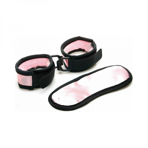 Sex Kitten Mask & Cuff Set Pink/black