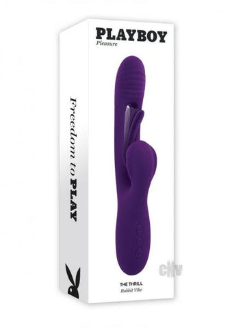 Playboy The Thrill Rechargeable Silicone Dual Stim Vibrator With Flapper Acai