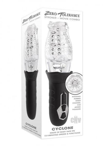 Zero Tolerance Cyclone Rechargeable Vibrating Spinning Stroker Black Clear