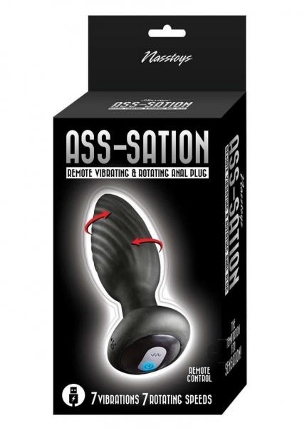 Ass-sation Remote Vibrating And Rotating Anal Plug Black