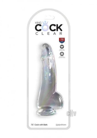 King Cock Clear With Balls 7.5in Clear