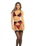Rene Rofe Underneath It All Bra, Garter Belt & G-string Red M/l