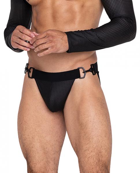 Master Jockstrap W/hook & Ring Closure & Contoured Pouch Black Md