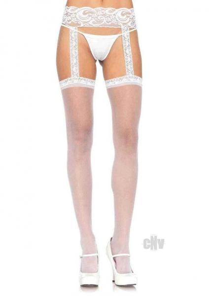 Sheer Thi Hi Lace Garter Belt Os Wht